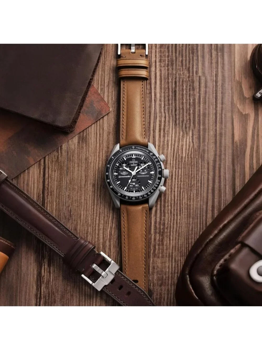 Full Grain Vegetable Tanned Leather Watch Band - 20mm Curved Strap for Men